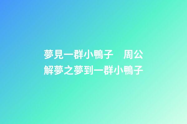夢見一群小鴨子　周公解夢之夢到一群小鴨子